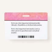 Badge Carte d'identité Garçon fille photo personnalisée (Dos)