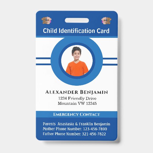 Badge Carte d'identité Garçon fille photo personnalisée (Front)