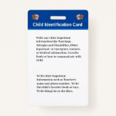 Badge Carte d'identité Garçon fille photo personnalisée (Dos)