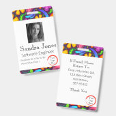 Badge Carte d'identité Hippy (Vertical/Portrait) (Avant & arrière)