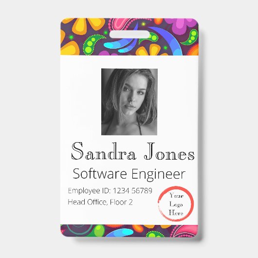 Badge Carte d'identité Hippy (Vertical/Portrait) (Avant)