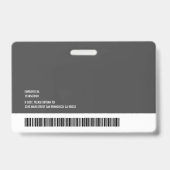 Badge Carte d'identité horizontale avec photo et code-ba (Arrière)
