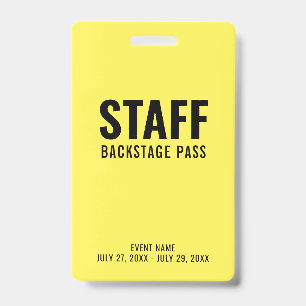 Badge Carte d'identité jaune du personnel