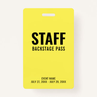 Badge Carte d'identité jaune du personnel