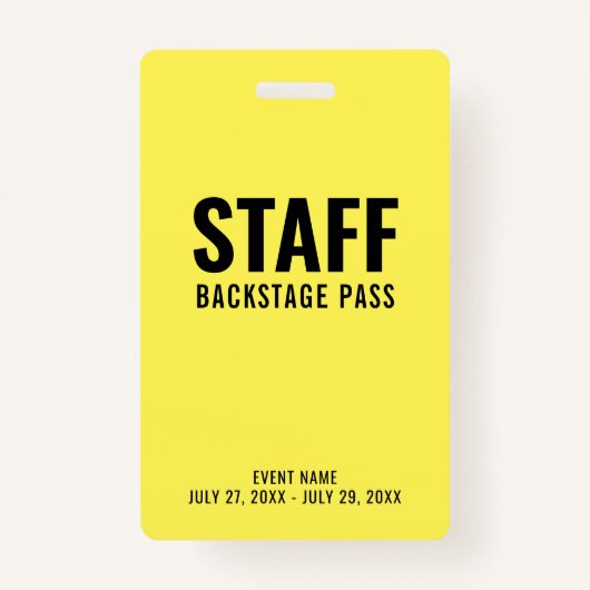 Badge Carte d'identité jaune du personnel (Devant)