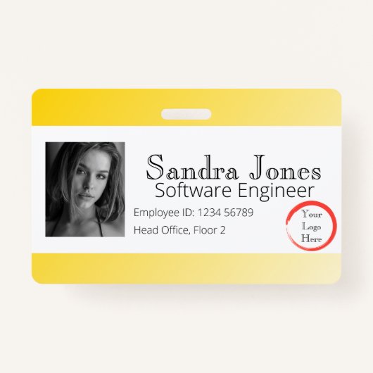 Badge Carte d'identité jaune pâle (horizontale) (Devant)