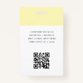 Badge Carte d'identité jaune | QR minimaliste des employ (Dos)
