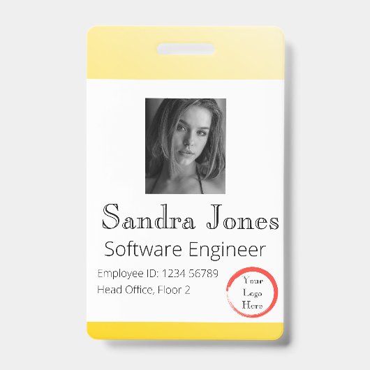 Badge Carte d'identité jaune vif (vertical/Portrait) (Avant)