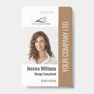 Badge Carte d'identité marron personnalisée pour employé