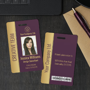 Badge Carte d'identité mauve personnalisée pour employés