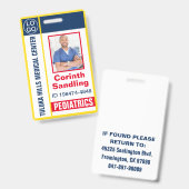 Badge Carte d'identité Médica Rouge Blanc et Bleu (Avant & arrière)