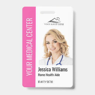 Badge Carte d'identité médicale d'aide à domicile rose