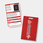 Badge Carte d'identité médicale d'urgence (Avant & arrière)