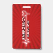 Badge Carte d'identité médicale d'urgence (Arrière)