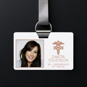 Badge Carte d'identité médicale en or rose Copper Rose G