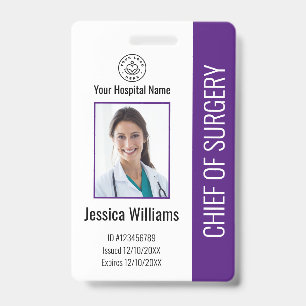 Badge Carte d'identité médicale personnalisée avec photo