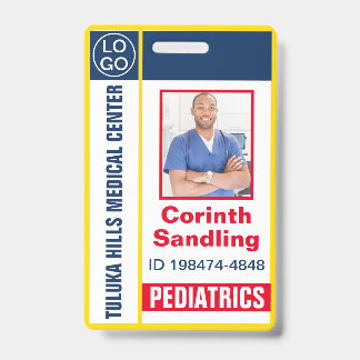 Badge Carte d'identité médicale Photo Rouge Blanc et Ble