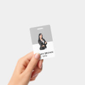 Badge Carte d'identité minimale Code QR Gray Photo Nom L (Manuel / portable)