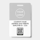 Badge Carte d'identité minimale Code QR Gray Photo Nom L (Arrière)
