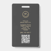 Badge Carte d'identité minimale de l'employé avec photo (Arrière)