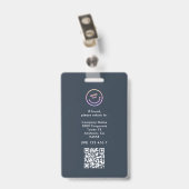 Badge Carte d'identité minimale de l'employé Photo QR (Arrière avec clip)