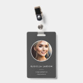 Badge Carte d'identité minimale de l'employé Photo ronde (Avant avec clip)