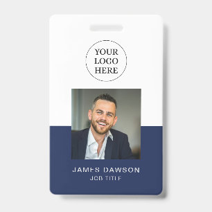 Badge Carte d'identité minimale Navy & White pour employ