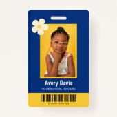 Badge Carte d'identité minimaliste bleu et jaune (Devant)