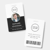 Badge Carte d'identité moderne avec code-barres pour les (Avant & arrière)