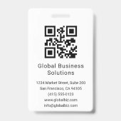 Badge Carte d'identité moderne avec code QR personnalisé (Arrière)