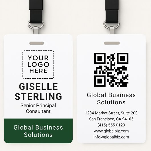 Badge Carte d'identité moderne avec code QR personnalisé