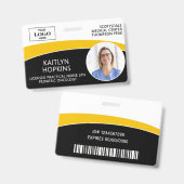 Badge Carte d'identité moderne avec logo, photo, code-ba (Avant & arrière)