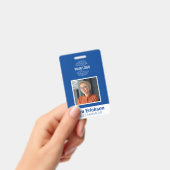 Badge Carte d'identité moderne bleue code-barres employé (Manuel / portable)