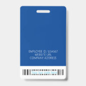 Badge Carte d'identité moderne bleue code-barres employé (Arrière)
