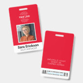 Badge Carte d'identité moderne Code barre employé (Avant & arrière)