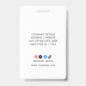 Badge Carte d'identité moderne | Code QR d'employé d'ent (Arrière)
