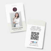 Badge Carte d'identité moderne | Code QR d'employé d'ent (Avant & arrière)