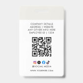 Badge Carte d'identité moderne | Code QR d'employé d'ent (Arrière)