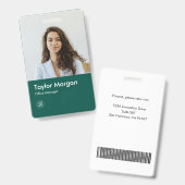 Badge Carte d'identité moderne Dark Gree | Insigne emplo (Avant & arrière)