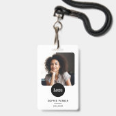 Badge Carte d'identité moderne de l'employé avec code QR (Avant avec lanière)