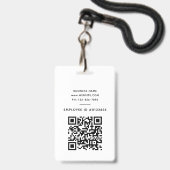 Badge Carte d'identité moderne de l'employé avec code QR (Arrière avec lanière)