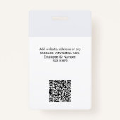 Badge Carte d'identité moderne de l'employé personnalisé (Dos)