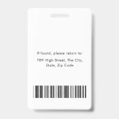 Badge Carte d'identité moderne de l'entreprise avec code (Arrière)