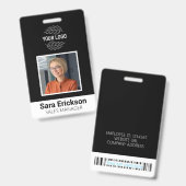 Badge Carte d'identité moderne entreprise employé code-b (Avant & arrière)
