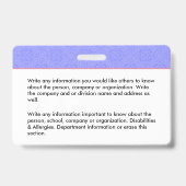 Badge Carte d'identité moderne - Logo Code barre des emp (Arrière)