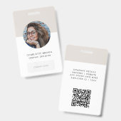 Badge Carte d'identité moderne | Logo de nom photo gris (Front & Back)