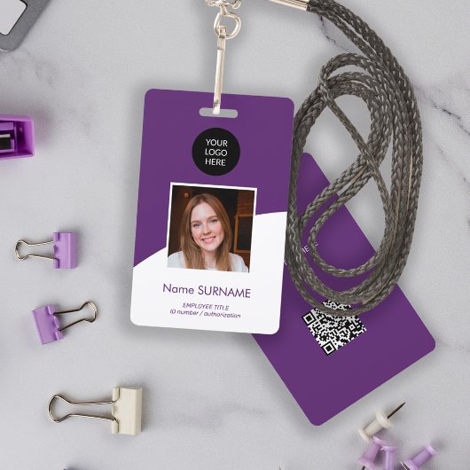 Badge Carte d'identité moderne logo personnalisé photo c