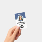 Badge Carte d'identité moderne | Nom photo simple Code-b (À main)