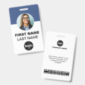 Badge Carte d'identité moderne | Nom photo simple Code-b (Recto et verso)