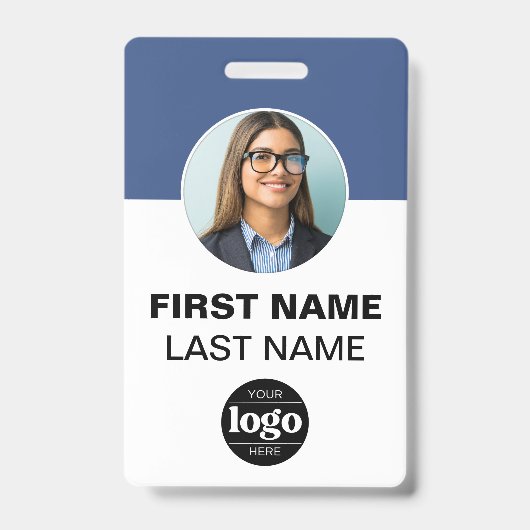 Badge Carte d'identité moderne | Nom photo simple Code-b (Face)